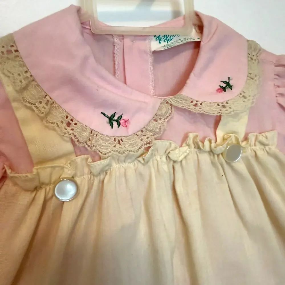 Vintage Tiny Tots Originals Jumper Dress Cream Pink 18M